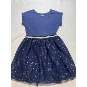 Cat & Jack Tulle Dress Kids L 10/12 Navy Blue Excellent Gold Constellation Space